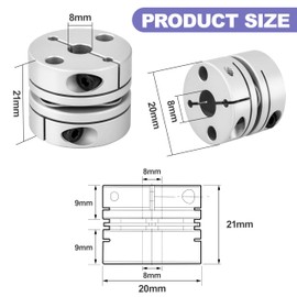 D20 L21 Flexible Shaft Coupling Motorcycle Diaphragm 8mm Bore to 8mm Narrow Shaft Clamp for Stepper Motor Spindle