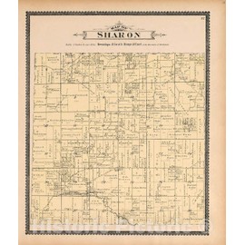 Historic 1895 Wall Map - Standard Atlas of Washtenaw County, Michigan : Including a plat Book of The Villages, Cities and townships of The County, map of The State - Map of Sharon 20in x 24in