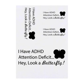 4 x 'Attention Deficit... Hey, a Butterfly' Temporary Tattoos - Water Resistant, Skin-Safe, Non-Toxic Transfers, Mixed Sizes (TO00079940)