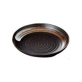 Yamashita Kogei 723605022 White Brush Tenmoku 7.0 Round Plate, 8.9 x 1.6 inches (22.5 x 4 cm)