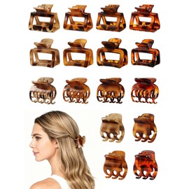 16 PCS Small Hair Clips for Women & Girls, Durable Matte Claw Clips for Thin Hair, Strong Hold Medium Hair Claw Clips, Mini Hair Clips, Cute Hair Accessories Leopard Print