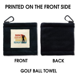 TOUNER Swing Swear Repeat Funny Golf Ball Cleaning Towel Pocket with Clip Wiping Cloth Cleaning Tool, Golf Accessories, Golf Gifts for Men, Golf Fan, Husband Boyfriend Dad, Retirement Gift (GMN036)