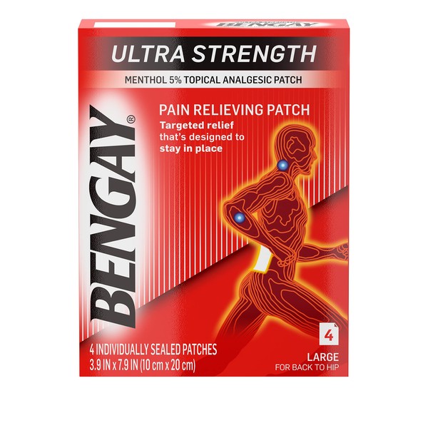 BENGAY Ultra Strength Pain Relieving Patches Large Size 4 Each (Pack of 5)