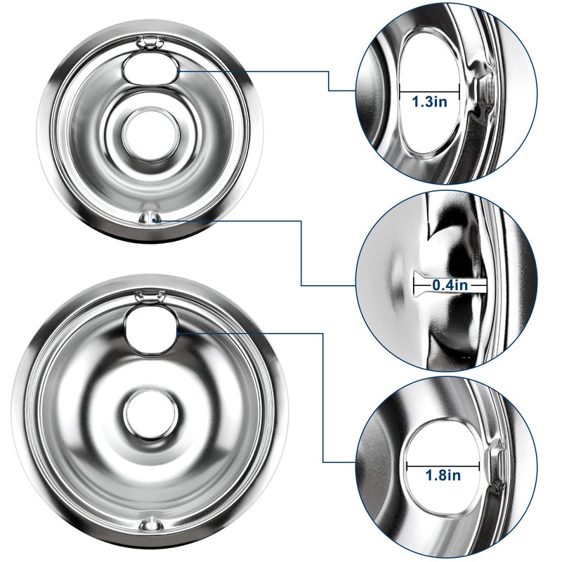 4 Pack GE68C Chrome 2 x 6inch, 2 x 8inch