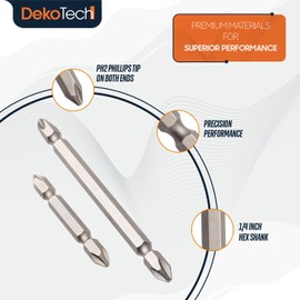 S2 Steel Screwdriver Bits, PH2 Phillips and Slotted Flat Head, Double-Ended 65mm,110mm – High-Strength, Wear-Resistant, Magnetic Tips for Precision Fastening and Versatile Use (65mm,110mm (Pack 2))