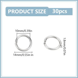 HOBBIESAY Pack of 30 Jump Rings 10 mm Open Jump Ring Made of Stainless Steel Unsoldered Ring Connector Small Split Ring Jewellery Making Fittings for DIY Work