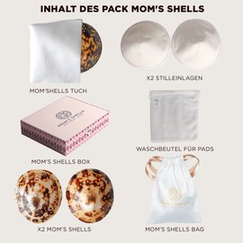 Mom's Shells (Large) - Breastfeeding Cap 2 Pieces + Pads + Free Wipes - Natural Nipple Protection - Relieves and Soothes Pain When Breastfeeding