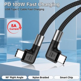JSADZKJ Rechtwinkliges Typ-C-Ladekabel Nylongeflochtenes USB-C-zu-USB-C-Kabel mit 100 W Schnellladung PD-Ladekabel USB Typ C für Auto,phone 15/16,Laptop 3.28Ft