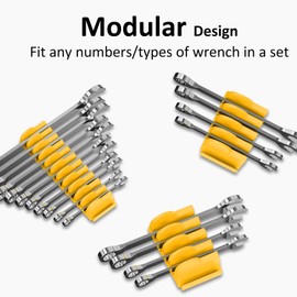 48 pcs MAGNETIC Modular Wrench Organizers for Tool Drawers - Wrench Rack with Metric&SAE Labels, Perfect Tool Storage Holder. Gift for father, brother and boyfriend (48pcs with magnet (yellow))