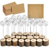 newsbirds 20 Pack Rustic Wood Place Card Holders, Picture Holder Stand Rustic with 20 Pieces Kraft Place Cards Bulk for Name Cards Photo Holders for Christmas Wedding Party Sign Food Cards Label