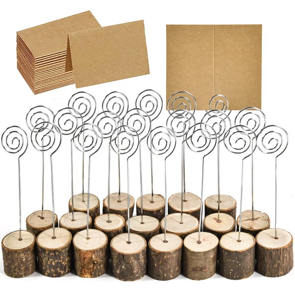 newsbirds 20 Pack Rustic Wood Place Card Holders, Picture Holder
