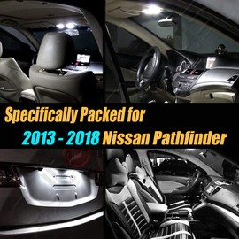 12Pc Super White 6000k Car Interior LED Light Bulb Kit Pack Compatible for 2013-2018 Nissan Pathfinder