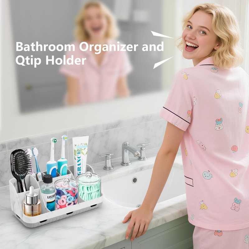 GFWARE Bathroom Toothbrush Holder Set with 2 Pack Qtip Holder