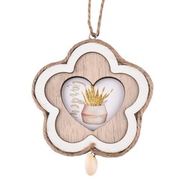 Flower Shape Photo Ornament Frame Wooden Hanging Ornament for Car Home Wall Decor Gifts for Friends Family Female