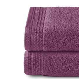 Top Towel - Set of 2 Hand Towels, Bath Towels, 100% Combed Cotton, 600 g/m², 100 x 50 cm, Aubergine