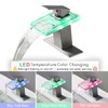 ICREEH LED Waterfall Bathroom Sink Faucet, 3 Colors Changing Glass