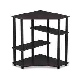 Furinno TURN-N-TUBE Desk, Gaming Desk with Shelves, Corner Computer Desk with Shelves, Office Desk, Space Saving, For Home Office, Bedroom, Espresso