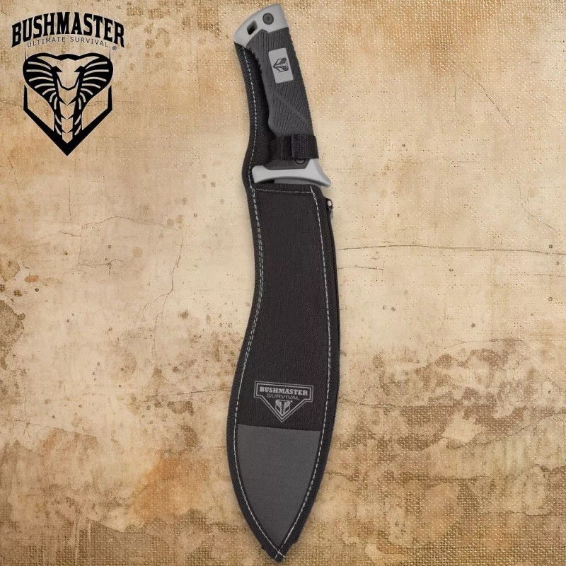 Bushmaster Kukri Machete Knife with Nylon Sheath | Sawback Blade