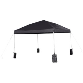 Flash Furniture Harris 10'x10' Black Pop Up Event Straight Leg Canopy Tent with Sandbags and Wheeled Case