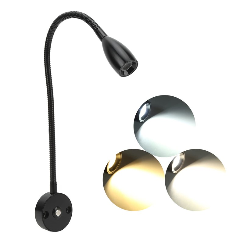 Aramox RV LED Reading Light,12-24V 3W Wall Mount Reading Lamp