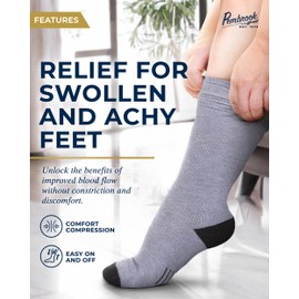 Pembrook Light Compression Socks for Women & Men - 3 Pairs | Mens Compression Socks for Long Flights | Compression Socks Men | Support Socks for Men | Black, Gray, Navy