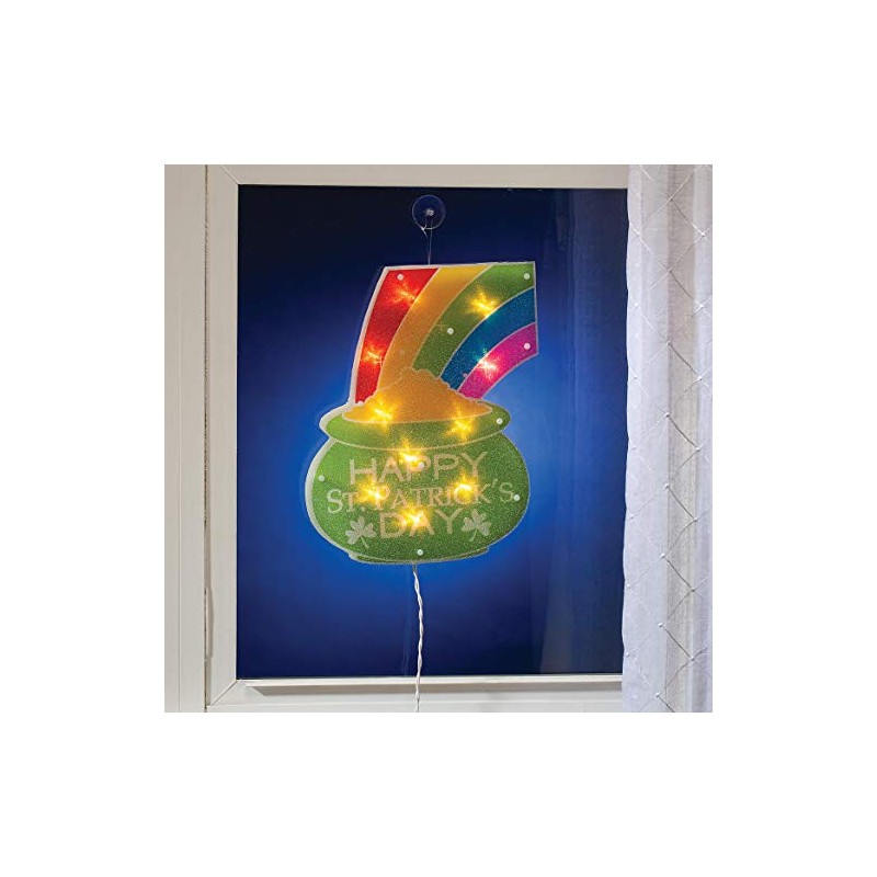 Impact Innovations St. Patrick's Day Shimmer Lighted Window Decoration Pot