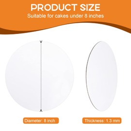 36-Packs Cake Boards 8 inch round, Cake Boards White Cake Board Rounds, White Cake Circles Rounds Base Food-Grade Cardboard Cake Plate for displaying cakes, bread, desserts（Thin and strong）