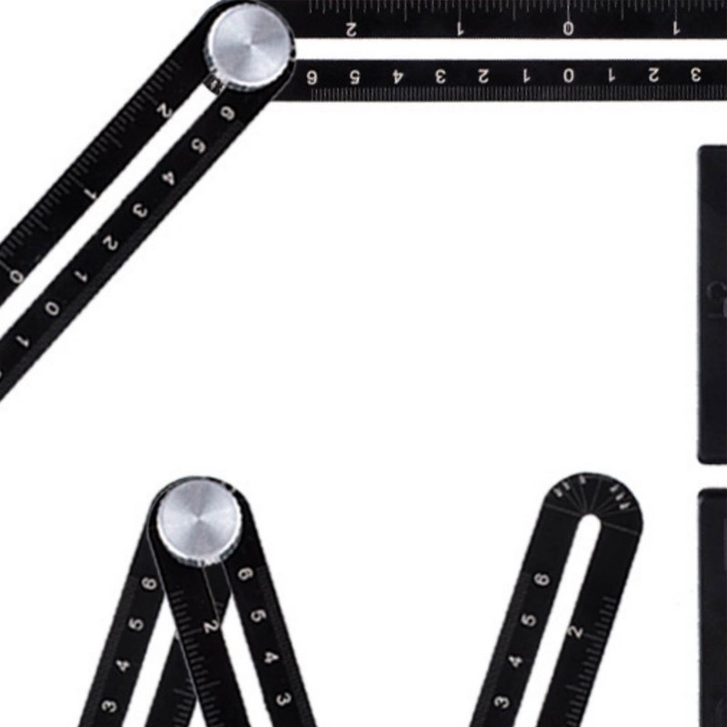 6 Fold Ruler Aluminum Alloy Portable Lightweight Black Folding Multi