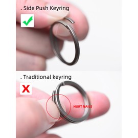 tikey Titanium Key Rings For Car Keys 4 Sizes Quick Release Side Pushing Key Organizer Kit Heavy Duty Keychains easy rings