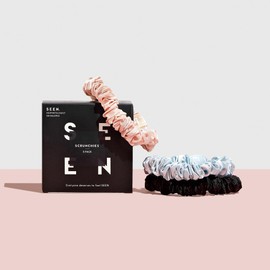 SEEN Scrunchies - Satin Hair Scrunchies - Prevents Frizz & Breakage - No Crease & Damage Hair Ties - Set of 3