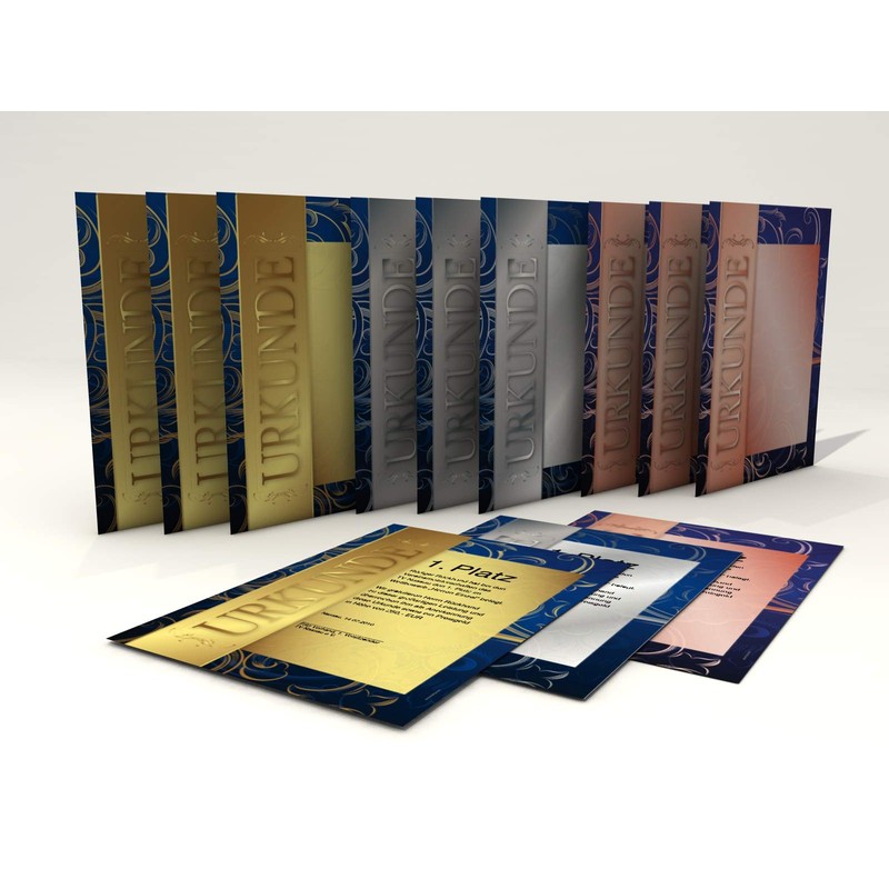 Certificate Paper Set Gold Silver and Bronze 3 x 10