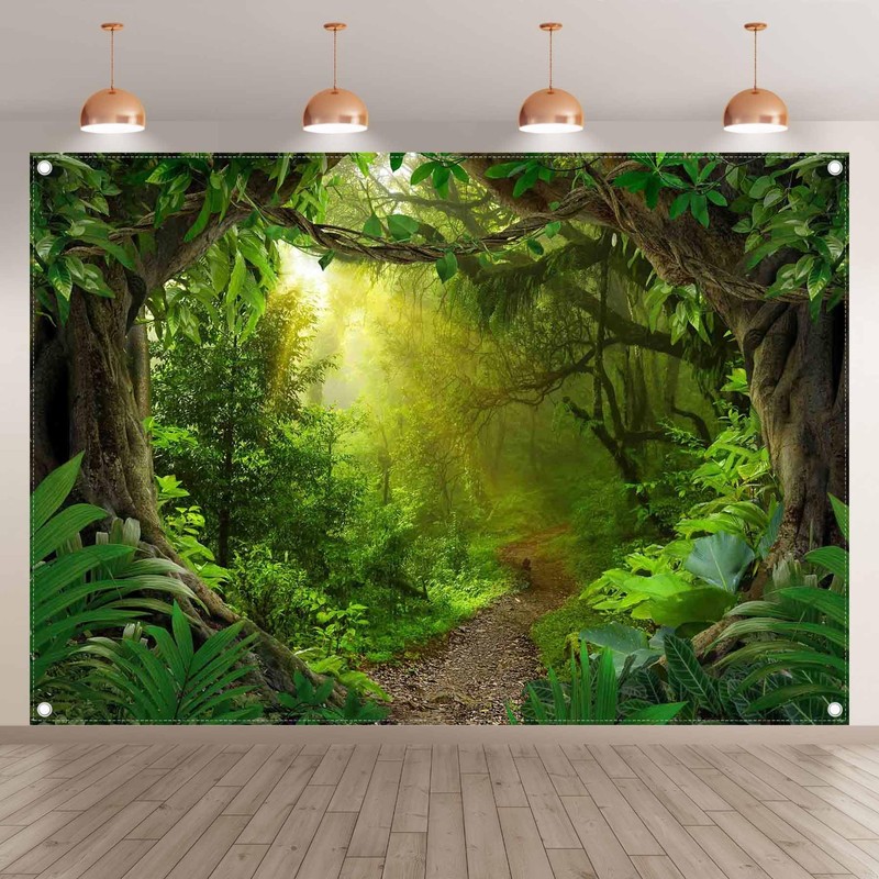 Luminora 7x5ft Fabric Rainforest Photography Backdrop Jungle Forest Tropical Nature