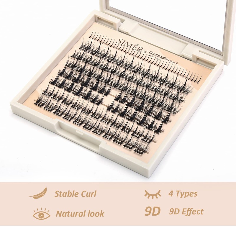 SIMER False Eyelashes 6-14mm Individual Lashes 4 Types Manga Lashes