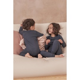 MORI Baby Unisex Two-Way Zip Ribbed Clever Sleepsuit in Navy – Comfort Bamboo and Organic Cotton Nightwear – Toddler's Pyjamas with Footed Design - 9-12 Months