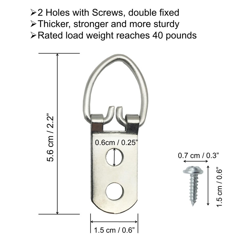 10 Sets Heavy-Duty Picture Hanging Kit, 10 Pack Stainless Steel