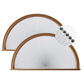 Grandekor 2 Pack No Drill Arch Window Shades 48" X 24" Blackout Cordless Honeycomb Blinds for Half Circle Doors Windows Room Darkening Kitchen Nursery Living Room Bedroom White