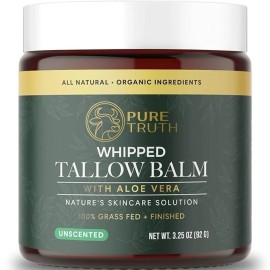 Pure Truth Whipped Tallow and Honey Balm - Beef Tallow for Skin, Face - 100% Grass Fed