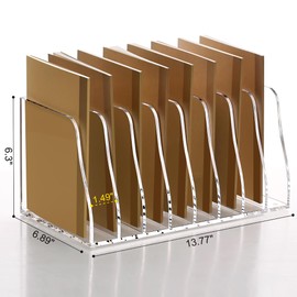 SANRUI Acrylic Desk File Organizer, 8 Vertical Compartments Clear Magazine File Holder Workspace Sorters, Folder Rack for Office Accessories Organization Storage