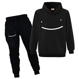 Xpialong Dream SMP Smile Merch Youtube Gaming Tracksuit Boy Girl Hoodie Kids Clothing Set (Black2,11-12 Years,11 Years,12 Years)