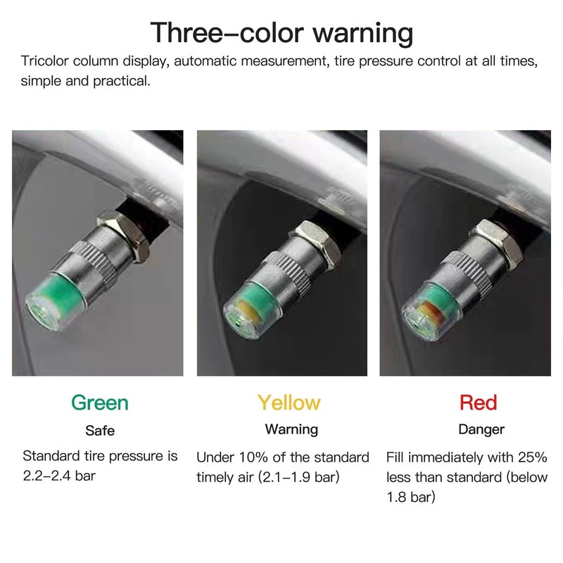 JRSHOME 8X New Update Tire Pressure Monitor Valve Stem Cap