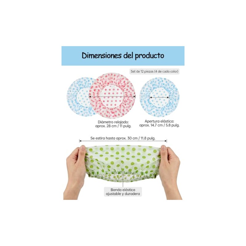 Piezas Gorra Baño Mujer Ducha Protección Capilar Cabello Largo Uso