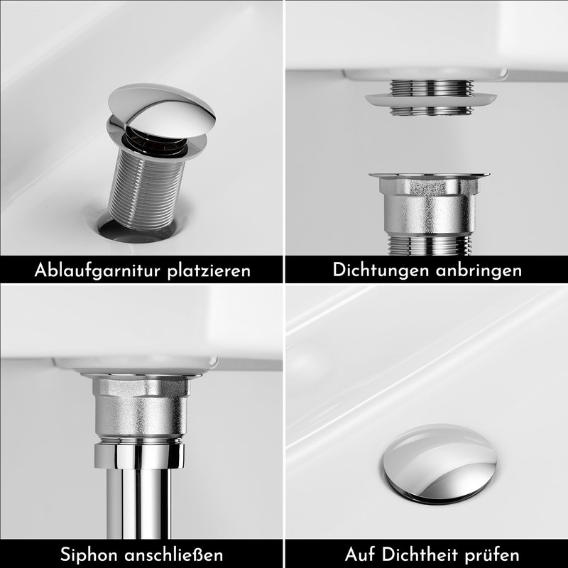 Bürstenking Ablaufgarnitur Waschbecken – Ablaufventil mit Haarsieb – für Waschbecken