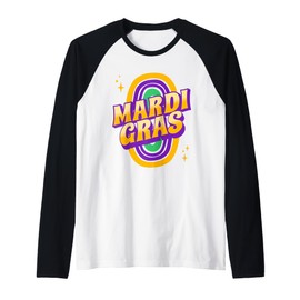 Mardi Gras Carnival Beads New Orleans French Festival Parade Raglan Baseball Tee