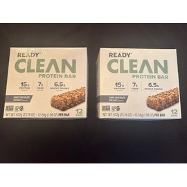 Clean Ready CLEAN Bar, SEA SALT DARK CHOCOLATE  24 TOTAL BARS NIB- NON GMO 15G PROTEIN