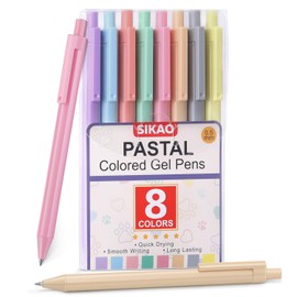 Sikao 8 Pastel Gel Pens Colorful Ink Colors 0.5mm Fine Tip Quick Dry Ideal for Writing, Drawing, Journaling, Notes, Perfect for School, Office and Home