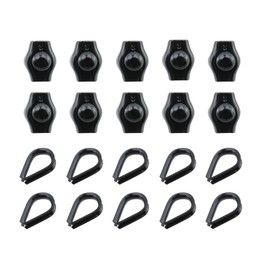 Antrader M3 Simplex Single Bolt Wire Rope Clips and M3 Stainless Steel Thimble for 1/8" Diameter Wire Rope,(10Pc+10Pcs)