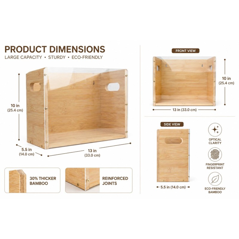 Poeuai 2 Pack Premium Thickened Bamboo Desktop Hanging File Organizer