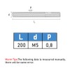 GUEEYUAW Threaded Rod M5 x 200 mm 304 Stainless Steel