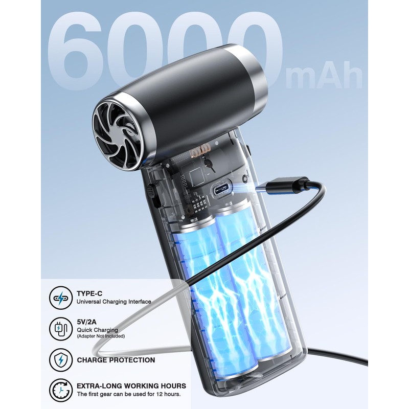 Electric Compressed Air Duster Cordless: 60 MPH High Wind Speed