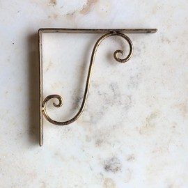 MASOUDI TRADING Shelf Brackets, Metal Fittings, 7.1 inches (18 cm), Set of 2, Iron Brackets, Stylish, L-Shaped Angle, Antique Gold Color